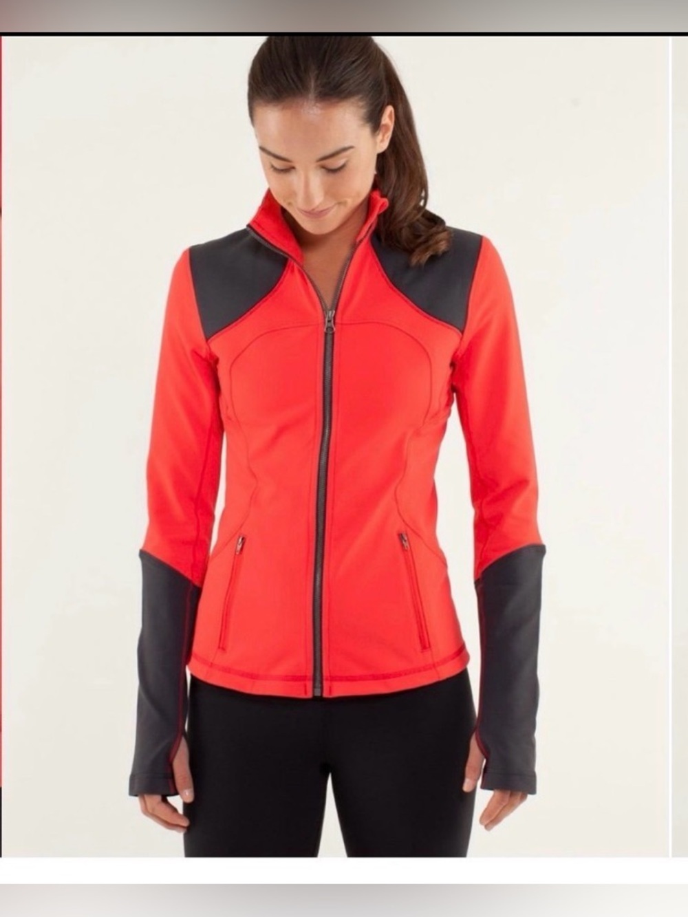 Lululemon Forme Jacket Cuffins Red Heathered Soot Discontinued Sz 4 - Picture 4 of 7